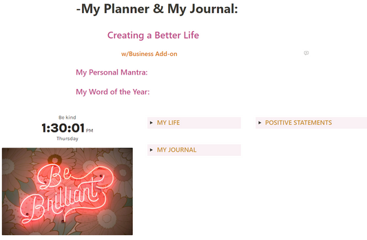 2025 Undated Notion Planner & Journal