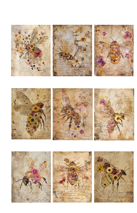 Vintage Bee Sticker Set for Journaling Bundle