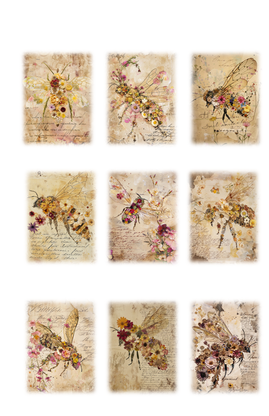 Vintage Bee Sticker Set for Journaling Bundle