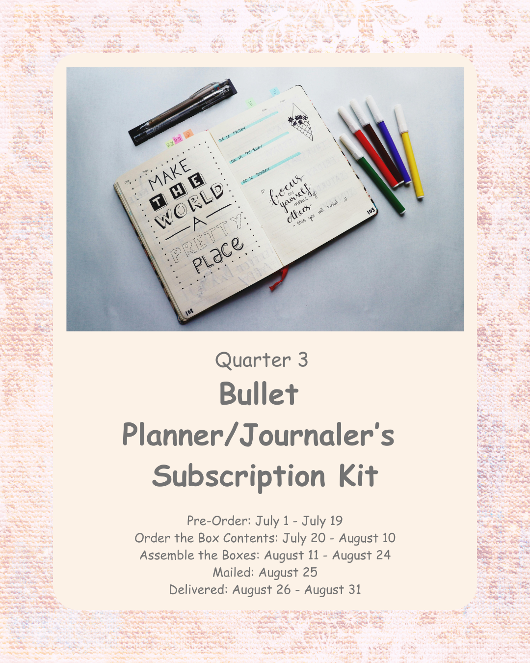 Quarter 3 Bullet Planner/Journaler's Subscription Kit - VINTAGE BEES